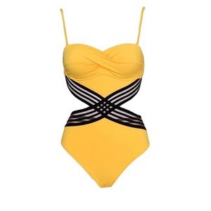 Brand new One piece bathing suit with side cutouts. Yellow. Size small